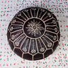 Pouf marocain en cuir, pouf ottoman marocain, pouf marocain marron clair, vintage marocain, pouf